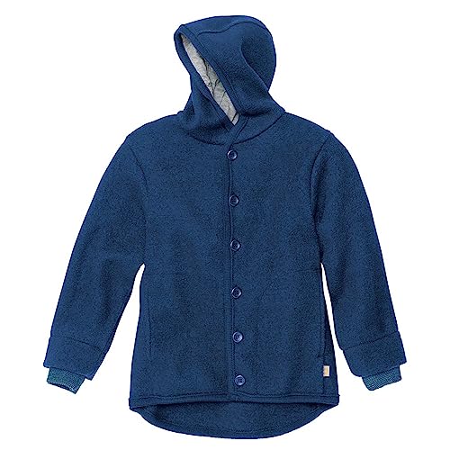 Disana WALK-JACKE, 100% Bio-Merinowolle GOTS, IVN Best | mit Kapuze | Baby Kleinkind Kind Unisex | Made in Germany | Marine Gr. 110-116 von Disana