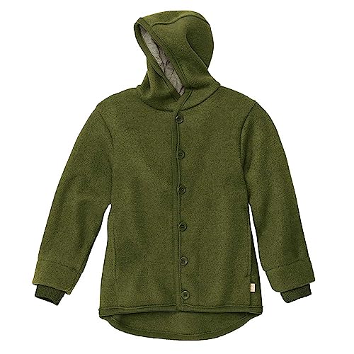 Disana WALK-JACKE, 100% Bio-Merinowolle GOTS, IVN Best | mit Kapuze | Baby Kleinkind Kind Unisex | Made in Germany | Oliv Gr. 110-116 von Disana