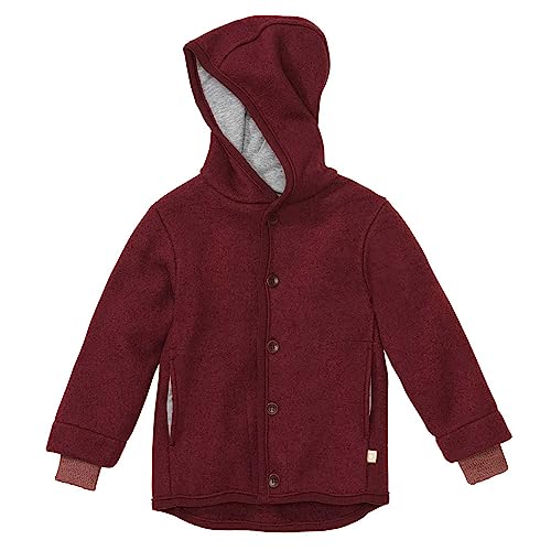 Disana WALK-JACKE, 100% Bio-Merinowolle GOTS, IVN Best | mit Kapuze | Baby Kleinkind Kind Unisex | Made in Germany | Cassis Gr. 110-116 von Disana