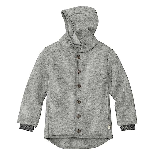 Disana WALK-JACKE, 100% Bio-Merinowolle GOTS, IVN Best | mit Kapuze | Baby Kleinkind Kind Unisex | Made in Germany | Grau Gr. 122-128 von Disana