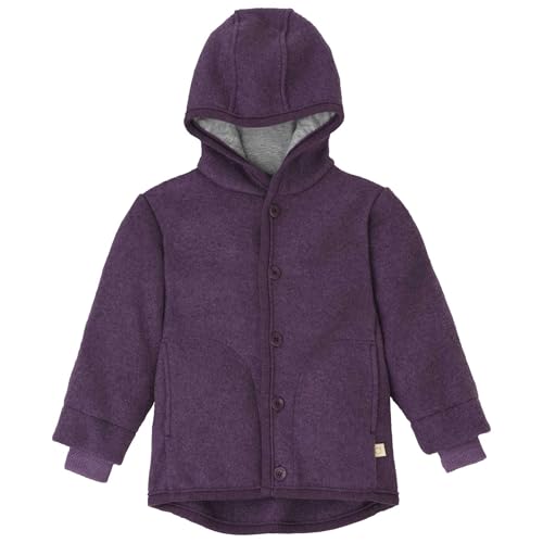 Disana WALK-JACKE Baby & Kinder - 100% Bio-Merino, Wollwalk – atmungsaktiv & natürliche Wärme - unisex Gr. 74 –140 - nachhaltig & fair – mit Kapuze & Bündchen - made in Germany | Aubergine Gr. 98-104 von Disana