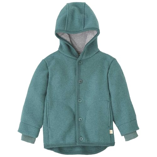 Disana WALK-JACKE Baby & Kinder - 100% Bio-Merino, Wollwalk – atmungsaktiv & natürliche Wärme - unisex Gr. 74 –140 - nachhaltig & fair – mit Kapuze & Bündchen - made in Germany | Eukalyptus Gr. 86-92 von Disana