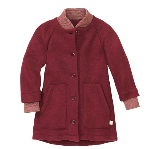Disana WALK-MANTEL Kinder - 100% Bio-Merino, Wollwalk – atmungsaktiv & warm - Mädchen Gr. 86 – 140 - nachhaltig & fair – schick & mit 2 großen Taschen – made in Germany | Cassis Gr. 110-116 von Disana