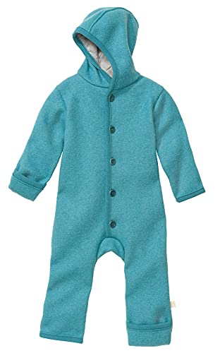 Disana WALK-OVERALL, 100% Bio-Merinowolle GOTS, IVN Best | mit Umklappbündchen | Newborn Baby Kleinkind Kind Unisex | Made in Germany | Lagoon Gr. 98-104 von Disana
