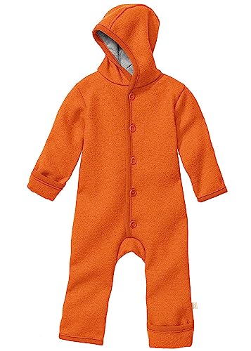 Disana WALK-OVERALL, 100% Bio-Merinowolle GOTS, IVN Best | mit Umklappbündchen | Newborn Baby Kleinkind Kind Unisex | Made in Germany | Orange Gr. 50-56 von Disana