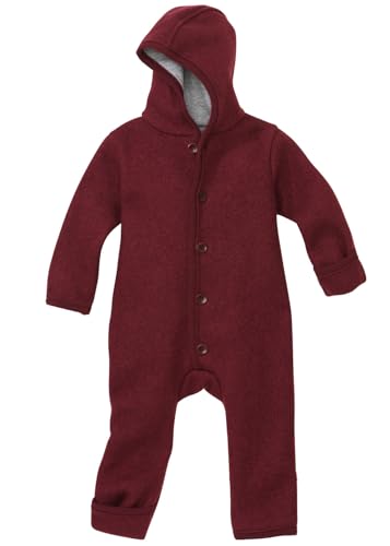 Disana WALK-OVERALL Baby & Kinder - 100% Bio-Merino, Wollwalk – atmungsaktiv & angenehm wärmend - unisex Gr. 50 – 104 – nachhaltig & fair – mit Umschlagbündchen - made in Germany | Cassis Gr. 74-80 von Disana