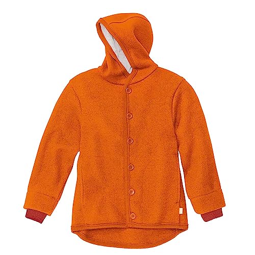 Disana WALK-JACKE, 100% Bio-Merinowolle GOTS, IVN Best | mit Kapuze | Baby Kleinkind Kind Unisex | Made in Germany | Orange Gr. 86-92 von Disana