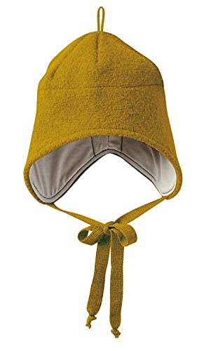 Disana Walk-MÜTZE, 100% Bio-Merinowolle GOTS, IVN Best – Futter: 100% Bio-Baumwolle | Besonders warme und weiche Wintermütze | Baby Kleinkind Kind Unisex | Made in Germany | Gold Gr. 1 von Disana