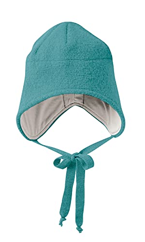 Disana Walk-MÜTZE, 100% Bio-Merinowolle GOTS, IVN Best – Futter: 100% Bio-Baumwolle | Besonders warme und weiche Wintermütze | Baby Kleinkind Kind Unisex | Made in Germany | Lagoon Gr. 1 von Disana