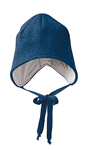 Disana Walk-MÜTZE, 100% Bio-Merinowolle GOTS, IVN Best – Futter: 100% Bio-Baumwolle | Besonders warme und weiche Wintermütze | Baby Kleinkind Kind Unisex | Made in Germany | Marine Gr. 1 von Disana