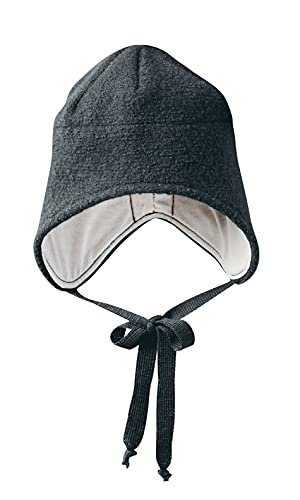 Disana Walk-MÜTZE, 100% Bio-Merinowolle GOTS, IVN Best – Futter: 100% Bio-Baumwolle | Besonders warme und weiche Wintermütze | Baby Kleinkind Kind Unisex | Made in Germany | Anthrazit Gr. 1 von Disana