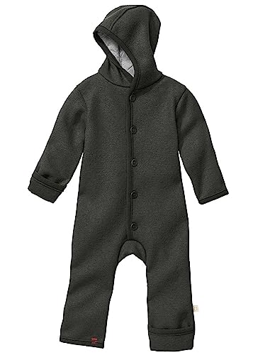 Disana WALK-OVERALL, 100% Bio-Merinowolle GOTS, IVN Best | mit Umklappbündchen | Newborn Baby Kleinkind Kind Unisex | Made in Germany | Anthrazit Gr. 50-56 von Disana