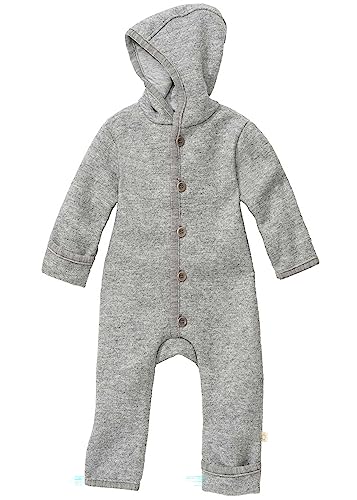 Disana WALK-OVERALL, 100% Bio-Merinowolle GOTS, IVN Best | mit Umklappbündchen | Newborn Baby Kleinkind Kind Unisex | Made in Germany | Grau Gr. 50-56 von Disana