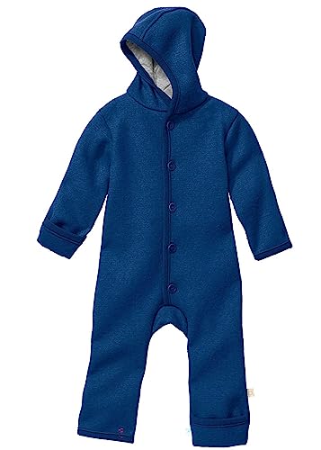 Disana WALK-OVERALL, 100% Bio-Merinowolle GOTS, IVN Best | mit Umklappbündchen | Newborn Baby Kleinkind Kind Unisex | Made in Germany | Marine Gr. 50-56 von Disana