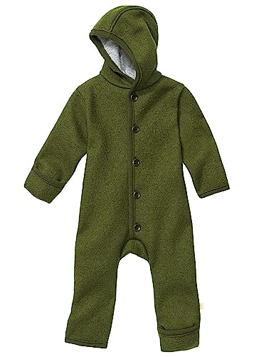 Disana WALK-OVERALL, 100% Bio-Merinowolle GOTS, IVN Best | mit Umklappbündchen | Newborn Baby Kleinkind Kind Unisex | Made in Germany | Oliv Gr. 50-56 von Disana