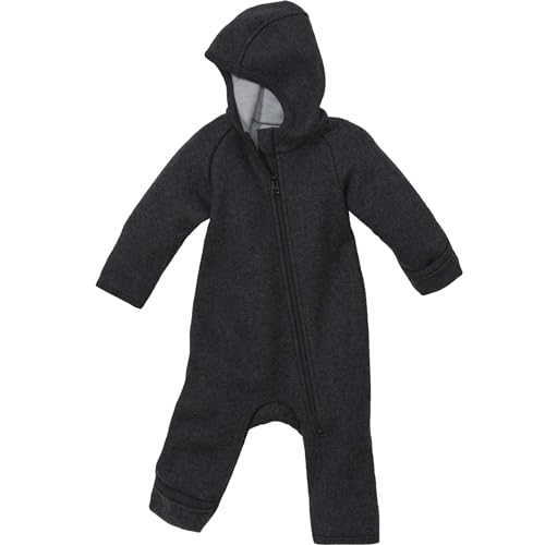 Disana ZIPP-OVERALL Baby & Kinder - 100% Bio-Merino, Wollwalk – atmungsaktiv & angenehm wärmend - unisex Gr. 50 – 116 – nachhaltig & fair – mit Reißverschluss - made in Germany | Anthrazit Gr. 62-68 von Disana