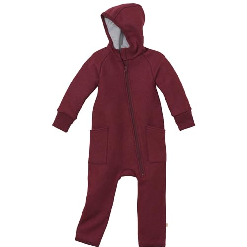 Disana ZIPP-OVERALL Baby & Kinder - 100% Bio-Merino, Wollwalk – atmungsaktiv & angenehm wärmend - unisex Gr. 50 – 116 – nachhaltig & fair – mit Reißverschluss - made in Germany | Cassis Gr. 86-92 von Disana