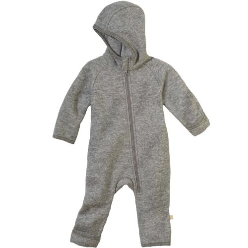 Disana ZIPP-OVERALL Baby & Kinder - 100% Bio-Merino, Wollwalk – atmungsaktiv & angenehm wärmend - unisex Gr. 50 – 116 – nachhaltig & fair – mit Reißverschluss - made in Germany | Grau Gr. 50-56 von Disana