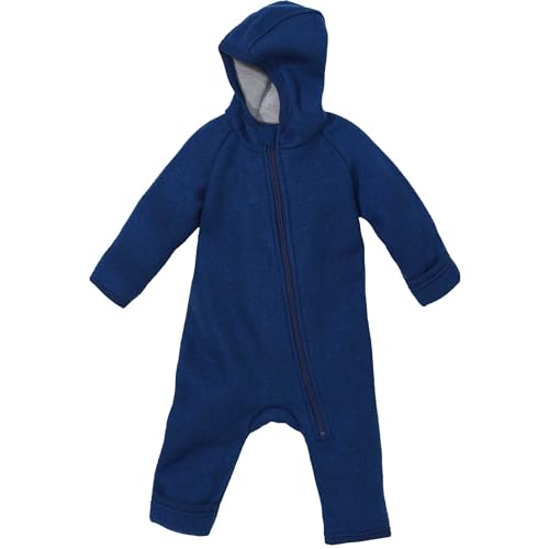 Disana ZIPP-OVERALL Baby & Kinder - 100% Bio-Merino, Wollwalk – atmungsaktiv & angenehm wärmend - unisex Gr. 50 – 116 – nachhaltig & fair – mit Reißverschluss - made in Germany | Marine Gr. 74-80 von Disana
