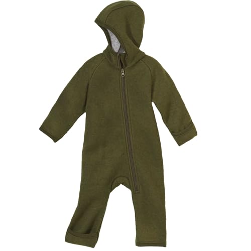 Disana ZIPP-OVERALL Baby & Kinder - 100% Bio-Merino, Wollwalk – atmungsaktiv & angenehm wärmend - unisex Gr. 50 – 116 – nachhaltig & fair – mit Reißverschluss - made in Germany | Oliv Gr. 74-80 von Disana