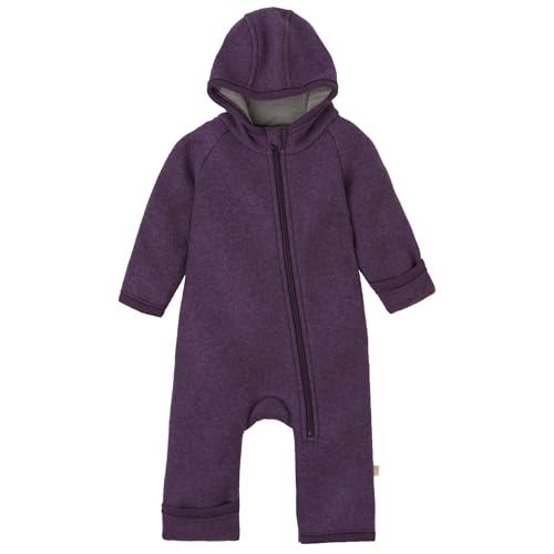 Disana ZIPP-OVERALL Baby & Kinder - 100% Bio-Merino, Wollwalk – atmungsaktiv & angenehm wärmend - unisex Gr. 50 – 116 – nachhaltig & fair – mit Reißverschluss - made in Germany | Aubergine Gr. 74-80 von Disana