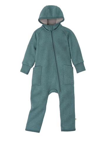 Disana ZIPP-OVERALL Baby & Kinder - 100% Bio-Merino, Wollwalk – atmungsaktiv & angenehm wärmend - unisex Gr. 50 – 116 – nachhaltig & fair – mit Reißverschluss - made in Germany | Eukalyptus Gr. 86-92 von Disana