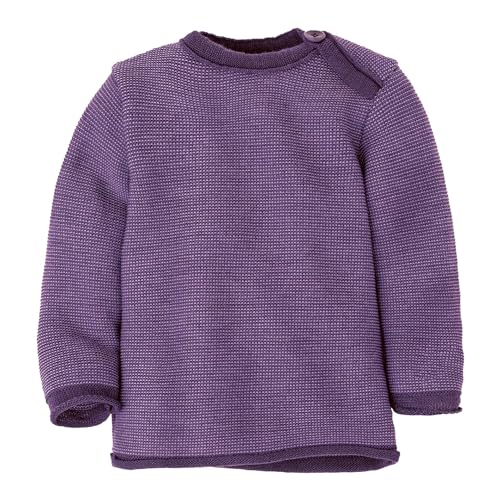 Melange-Pullover Baby & Kleinkind - 100% Bio-Merino – atmungsaktiv & warm - Unisex Gr. 50-104 - nachhaltig & fair – dehnbar mit Knopfverschluss - Made in Germany | Aubergine-Flieder Gr. 86-92 von Disana
