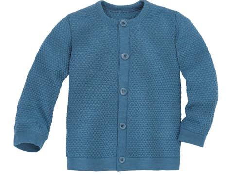 WABENSTRICK-JACKE Kinder Sommer-Jacket | 100% Bio-Merinowolle | Frühjahr Sommer Herbst | Knopfleiste | Baby Kleinkind Kind Unisex | Made in Germany | GOTS IVN zertifiziert | Taubenblau Gr. 110-116 von Disana