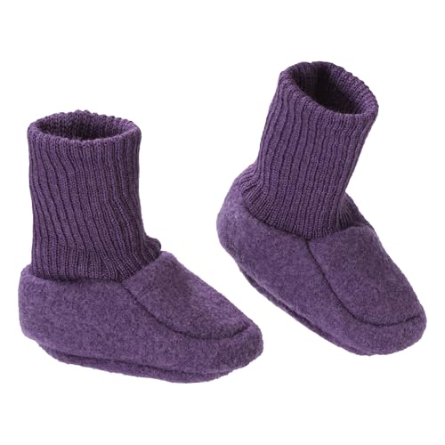Walk-Schuhe Baby - 100% Bio-Merino, Wollwalk - warm & weich - Unisex Gr. 50 – 68 - nachhaltig & fair – schmiegt Sich sanft an den Babyfuß, kein Verrutschen - Made in Germany | Aubergine Gr. 62-68 von Disana