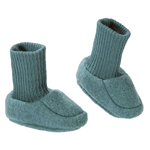 Walk-Schuhe Baby - 100% Bio-Merino, Wollwalk - warm & weich - Unisex Gr. 50 – 68 - nachhaltig & fair – schmiegt Sich sanft an den Babyfuß, kein Verrutschen - Made in Germany | Eukalyptus Gr. 62-68 von Disana
