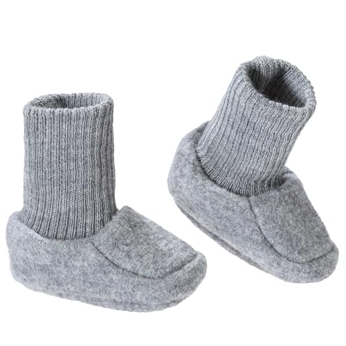 Walk-Schuhe Baby - 100% Bio-Merino, Wollwalk - warm & weich - Unisex Gr. 50 – 68 - nachhaltig & fair – schmiegt Sich sanft an den Babyfuß, kein Verrutschen - Made in Germany | Grau Gr. 62-68 von Disana