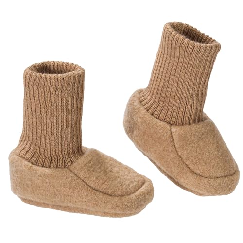 Walk-Schuhe Baby - 100% Bio-Merino, Wollwalk - warm & weich - Unisex Gr. 50 – 68 - nachhaltig & fair – schmiegt Sich sanft an den Babyfuß, kein Verrutschen - Made in Germany | Karamell Gr. 50-56 von Disana