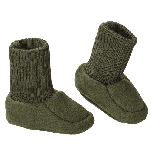 Walk-Schuhe Baby - 100% Bio-Merino, Wollwalk - warm & weich - Unisex Gr. 50 – 68 - nachhaltig & fair – schmiegt Sich sanft an den Babyfuß, kein Verrutschen - Made in Germany | Oliv Gr. 62-68 von Disana
