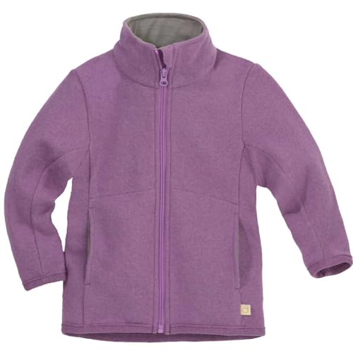 ZIPPER-JACKE Kinder-Jacke Wollwalk Reißverschluss | 100% Bio-Merinowolle | Frühjahr Sommer Herbst | Kinnschutz | Baby Kleinkind Kind Unisex | Made in Germany | GOTS IVN Best | Flieder Gr. 98-104 von Disana