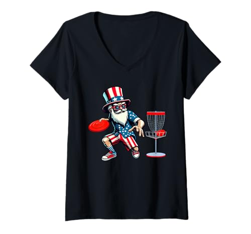 Damen Man Playing Disc Golf 4th Of July Player Team Patriotic T-Shirt mit V-Ausschnitt Damen Man Playing Disc Golf 4th Of July Player Team Patriotic T-Shirt mit V-Ausschnitt von Disc Golf 4th Of July Costume