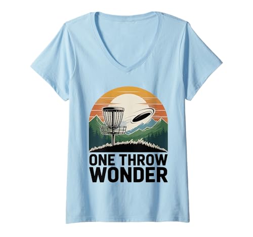 Damen One Throw Wonder Disc-Golfer Frisbee-Spieler Sportliebhaber T-Shirt mit V-Ausschnitt Damen One Throw Wonder Disc-Golfer Frisbee-Spieler Sportliebhaber T-Shirt mit V-Ausschnitt von Disc-Golf-Turnierteilnehmer Grafik