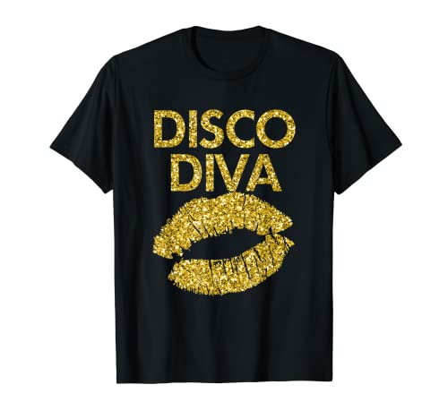 Disco Diva Damen Disco Gold Lippen T-Shirt Disco Diva Damen Disco Gold Lippen T-Shirt von Disco Diva Gift Tees