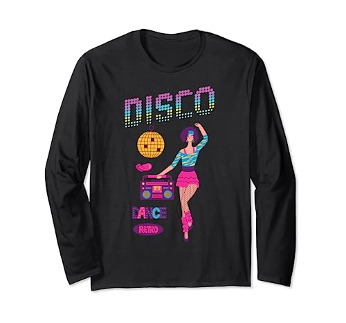 Disco Shirt Damen 70er Jahre Disco Kostüm Disco Disco Queen Langarmshirt von Disco Shirt Damen Disco Herren 70 Disco Kostüm