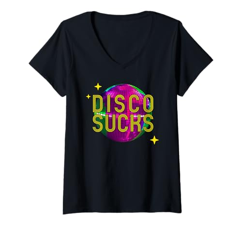 Damen Disco Sucks T-Shirt Panic at The Dance Places Lustiges Geschenk T-Shirt mit V-Ausschnitt Damen Disco Sucks T-Shirt Panic at The Dance Places Lustiges Geschenk T-Shirt mit V-Ausschnitt von Disco Sucks Tee Shirts