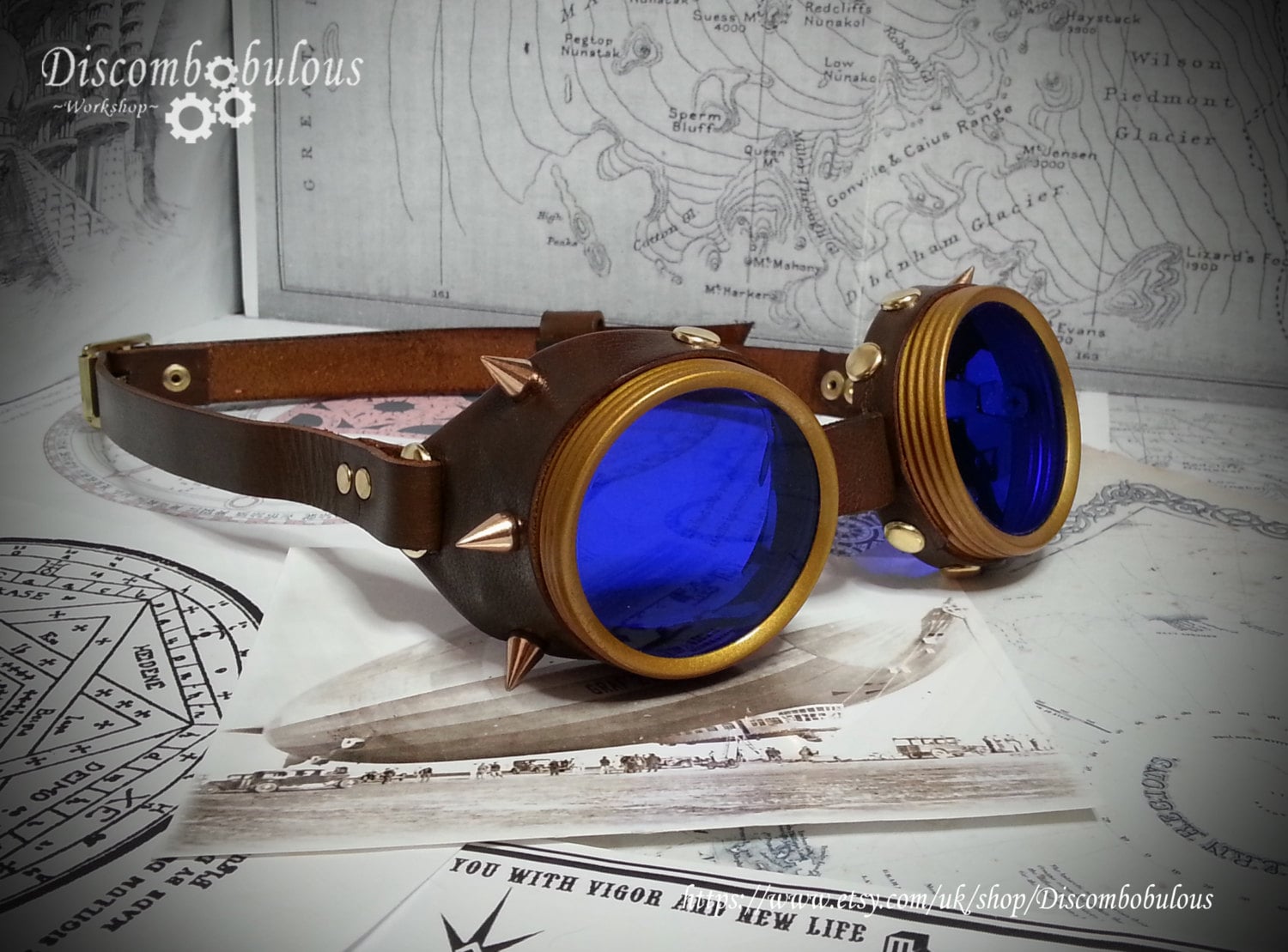 Spike Goggless, Echt Leder Mit Farbwahl Und Linsen, Ideal Für Steampunk, Cosplay, Larp von Discombobulous