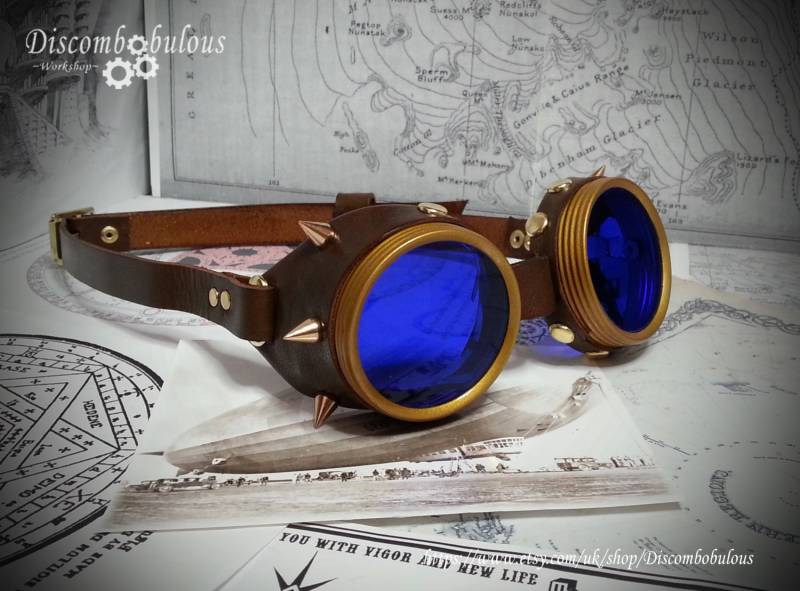Spike Goggless, Echt Leder Mit Farbwahl Und Linsen, Ideal Für Steampunk, Cosplay, Larp von Discombobulous