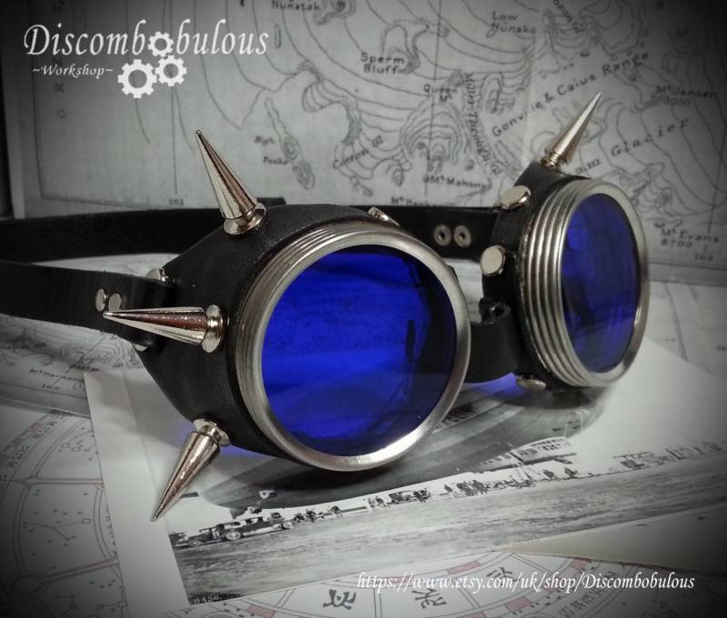 Spikes Steampunk Brille, Leder & Aluminium, Cosplay Kostüm von Discombobulous