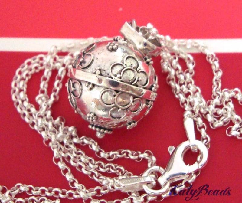 14 Mm 16 Sterling Silber Harmony Ball Anhänger Mit Oder Ohne 1, 5 Erbshalskette Hm36 14 Mm 16 Sterling Silber Harmony Ball Anhänger Mit Oder Ohne 1, 5 Erbshalskette Hm36 von DiscountBeadStore