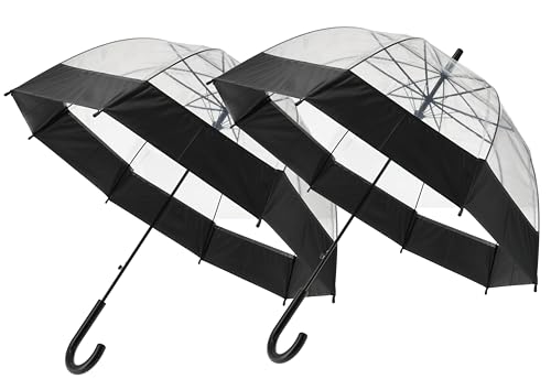 Glockenschirm Durchsichtig -Regenschirme mit schwarzem Rand - 90 cm Durchmesser - Regenschirm Transparent Bubble 2er Set - Wind & Schnee Beständig, blacks, 90cm Glockenschirm Durchsichtig -Regenschirme mit schwarzem Rand - 90 cm Durchmesser - Regenschirm Transparent Bubble 2er Set - Wind & Schnee Beständig, blacks, 90cm von Discountershop