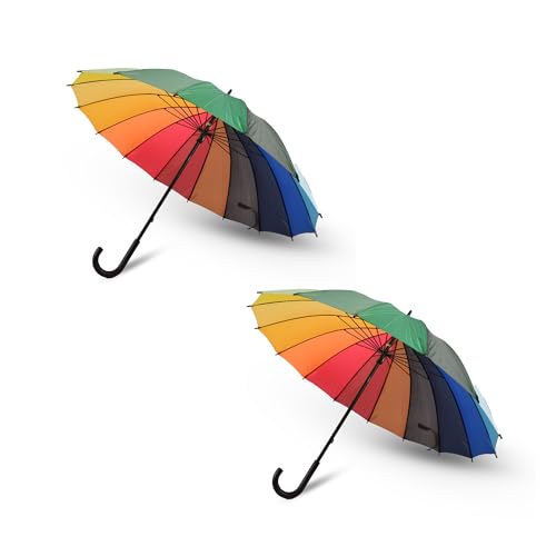 Regenbogen Regenschirm Faltbares 2er Set | Leicht & Kompakt | Windschutz | Sonnenschutz | Reisefreundlich | Polyester | Ø 98 cm, multi Regenbogen Regenschirm Faltbares 2er Set | Leicht & Kompakt | Windschutz | Sonnenschutz | Reisefreundlich | Polyester | Ø 98 cm, multi von Discountershop