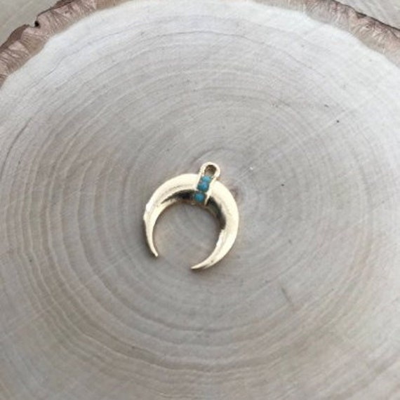 1 - Türkis Grün Strass Halbmond Charme 24 K Vergoldet Messing Geschichtet Minimal Schmuck Anhänger | Ar093 von DiscountsForLovely