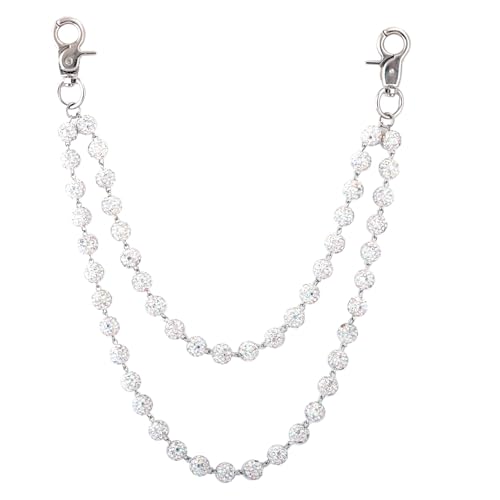 Disengor Glitzernde Baseball-Perlenkette – Bohemian-Strass-Keramikperlen-Taillenketten – Punk-Jeans-Kette Schlüsselanhänger, Bunt, 11.8 von Disengor