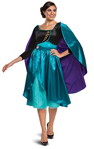 Disguise Anna Kostüm für Damen, offizielles Disney-Kostüm Die Eiskönigin, 2 Anna, Blaugrün und Schwarz, Medium (8-10) von Disguise