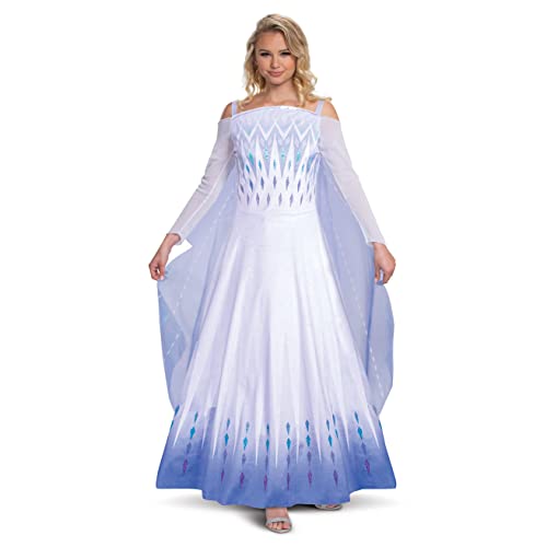 Disguise Damen Elsa Kostüm, offizielles Disney Frozen 2 Elsa Kostüm Kleid, weiß/blau, Medium (8-10) US von Disguise