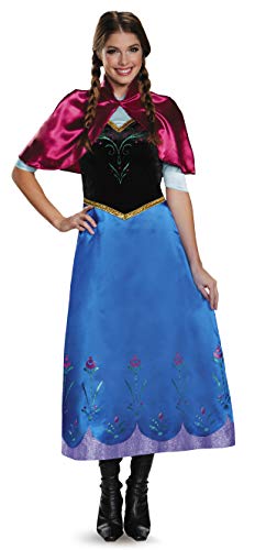 Disguise Damen Frozen Anna Reise-Deluxe-Kostüm, Mehrfarbig/Meereswellen (Ocean Tides), S von Disguise